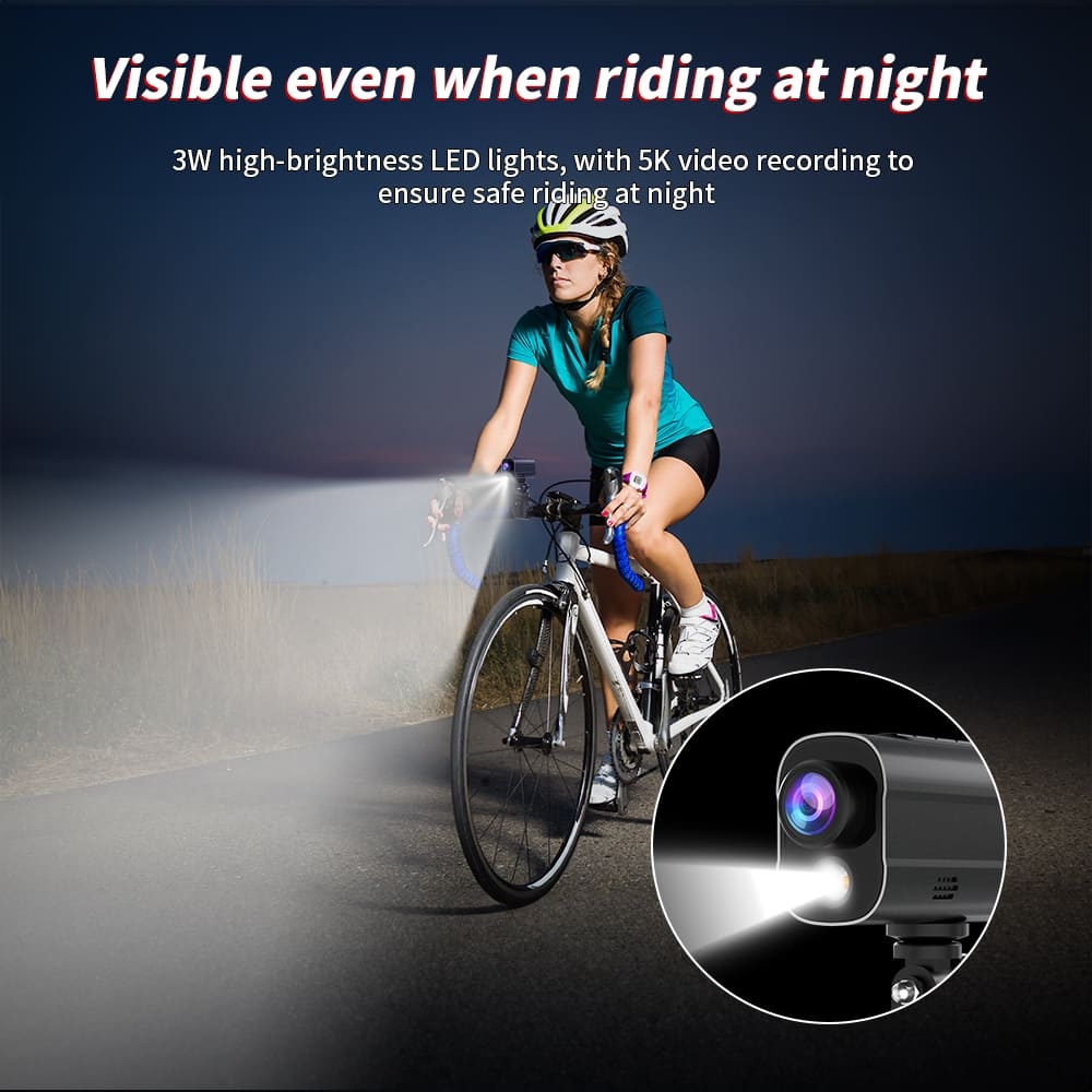 एलईडी लाइट वाईफ़ाई के साथ एक साइकिल के लिए एक्शन कैमरा