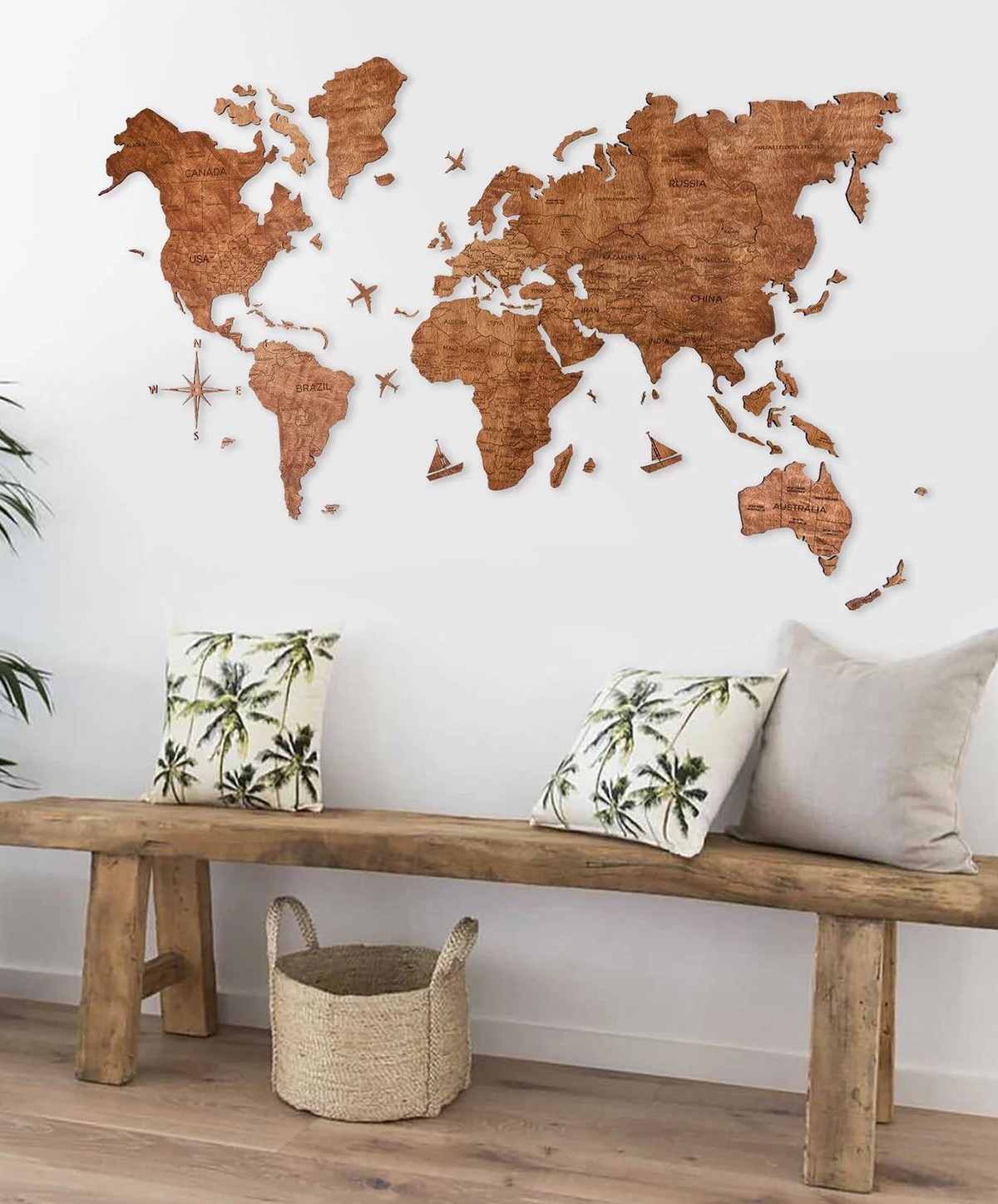 लकड़ी की दुनिया का नक्शा ओक का रंग