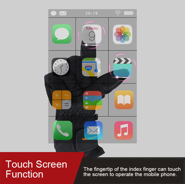 स्मार्टफोन के लिए टच स्क्रीन फिंगर सतह वाले शीतकालीन दस्ताने