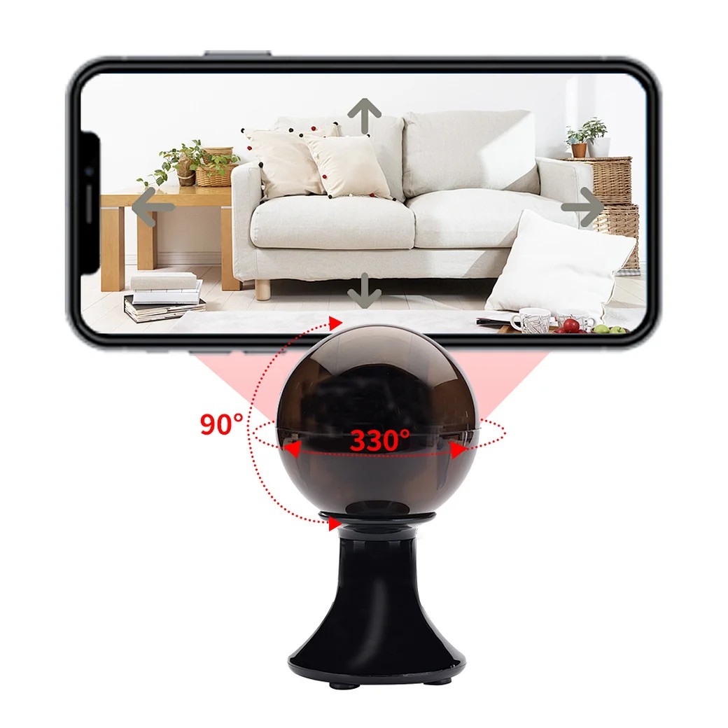 घर में छिपे काले गोल सुरक्षा स्पाई कैमरे पर मोबाइल फोन के जरिए दूर से नजर रखी जा सकती है