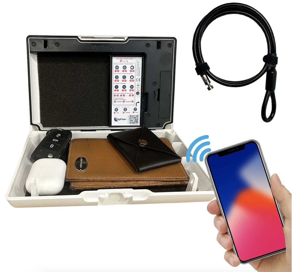 स्मार्ट पोर्टेबल सुरक्षित UpLock मिनी सुरक्षित बॉक्स मोबाइल क़ीमती सामान के लिए