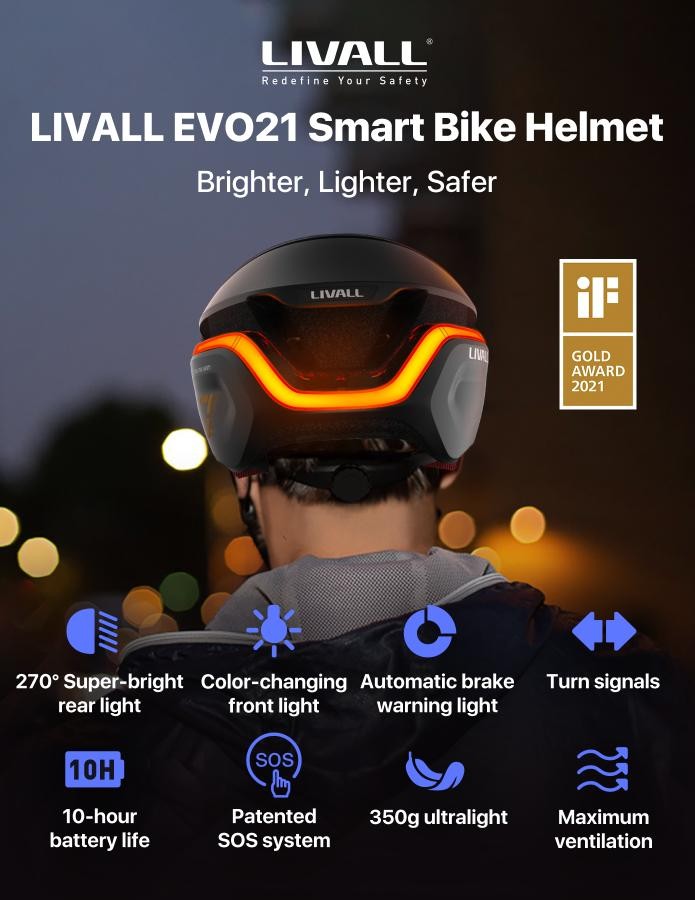 स्मार्ट साइकिल हेलमेट - Livall EVO21