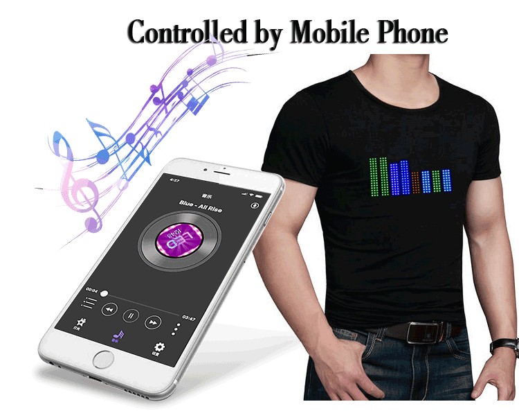 एलईडी शर्ट प्रोग्राम करने योग्य स्मार्टफोन मोबाइल फोन