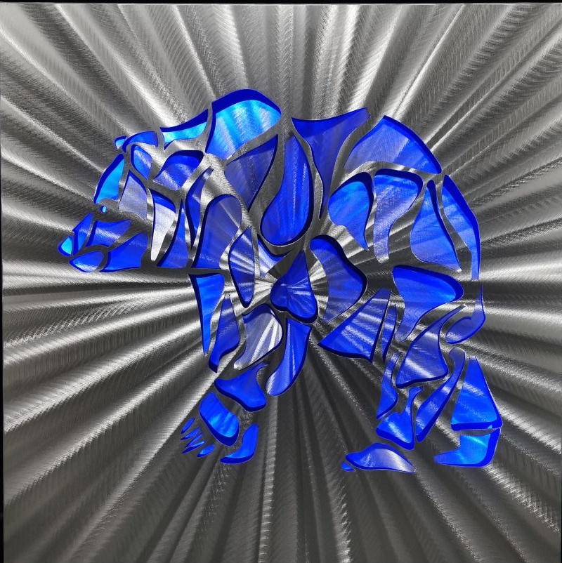 ध्रुवीय भालू - एलईडी अमूर्त धातु पेंटिंग 3 डी एल्यूमीनियम
