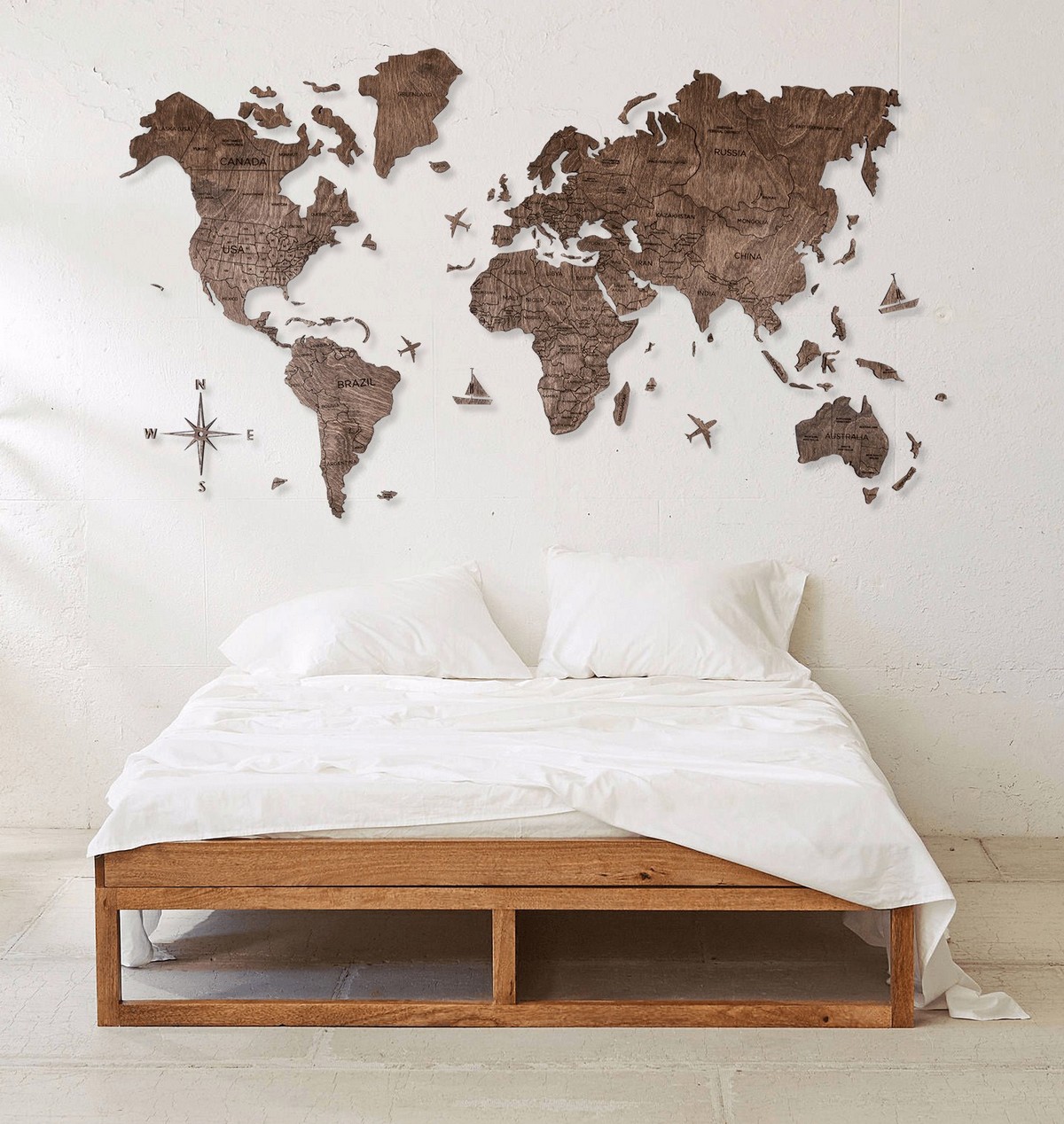 लकड़ी का नक्शा विश्व 300x175 सेमी