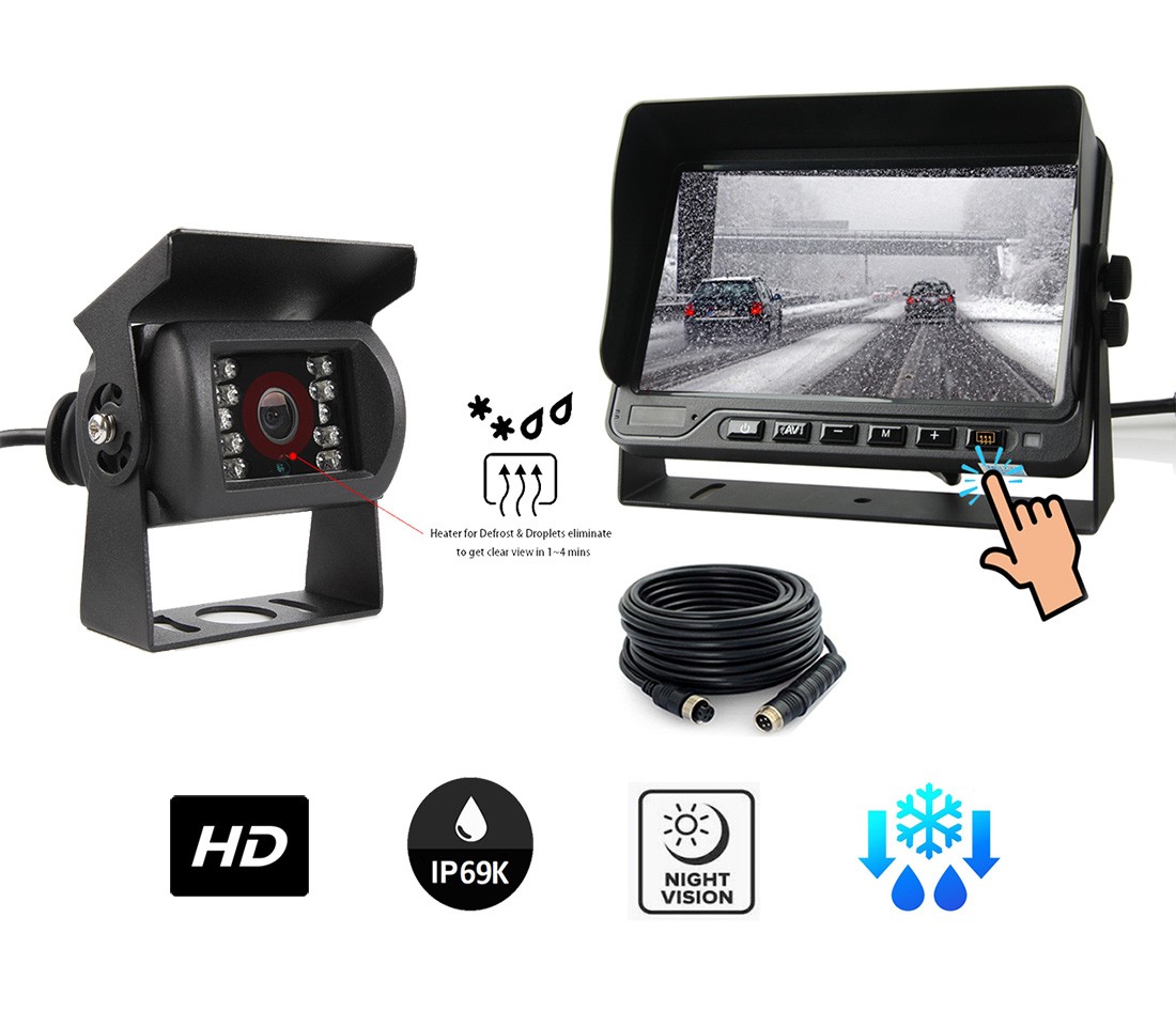 कैमरा सेट - रियर डिफ्रॉस्ट कार HD कैमरा + 7" वॉटरप्रूफ मॉनिटर