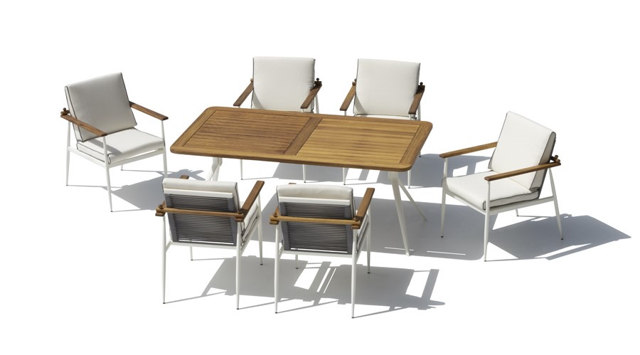डाइनिंग टेबल और कुर्सी सेट - लकड़ी का लक्जरी गार्डन फर्नीचर