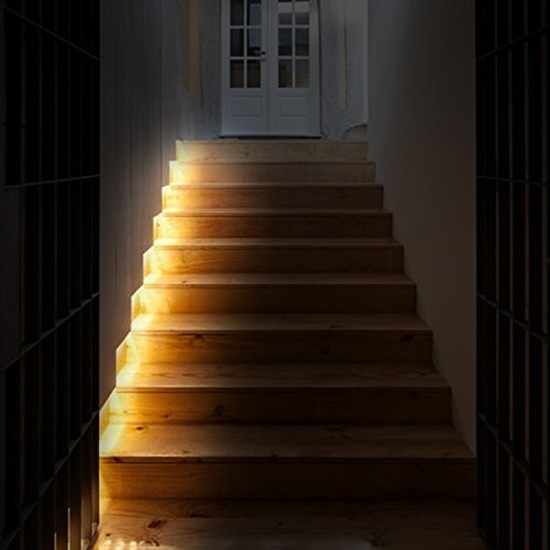 सीढ़ियों पर उन्मुख प्रकाश पट्टी का नेतृत्व किया
