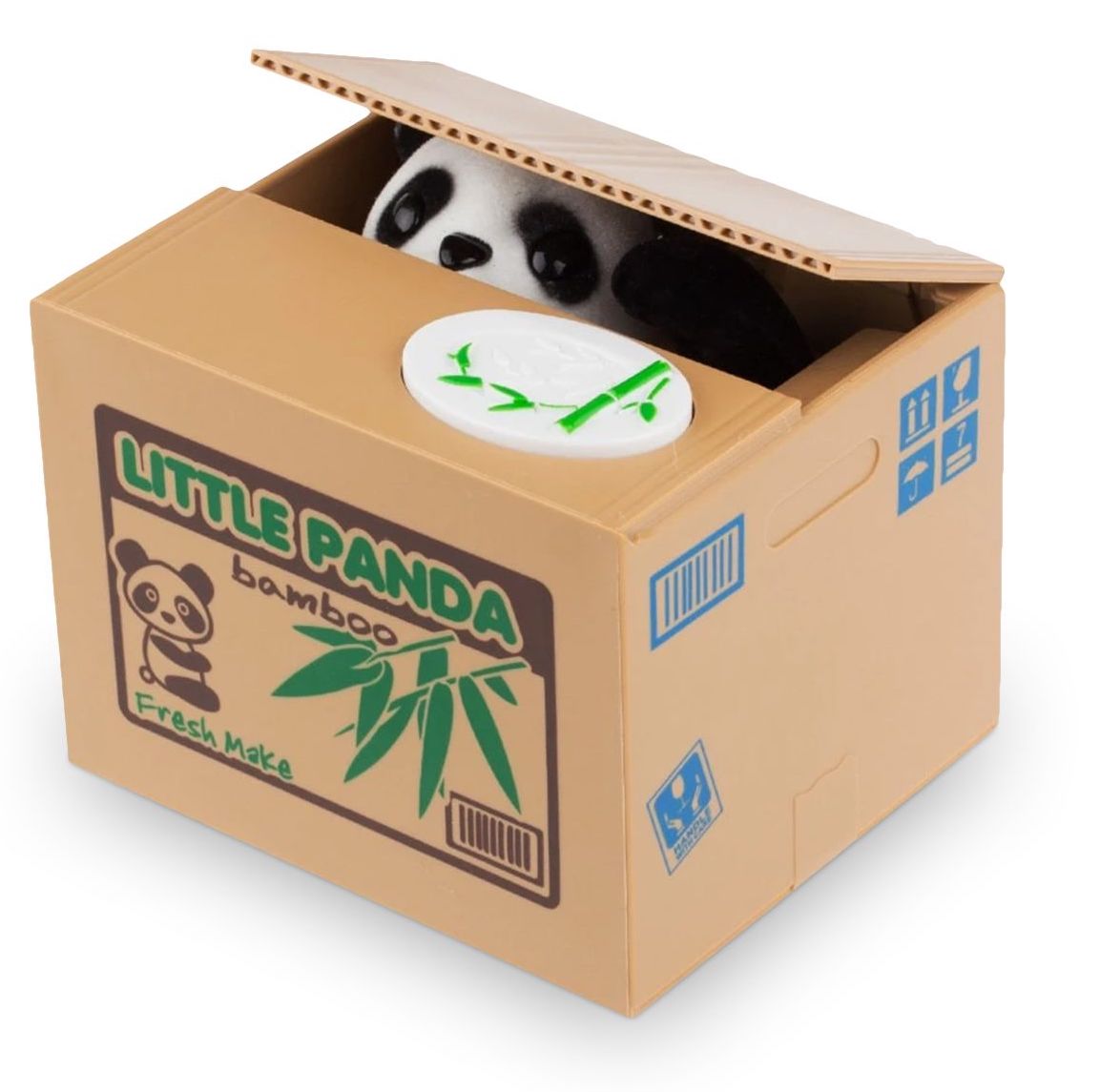 सिक्कों के लिए बॉक्स - पांडा के आकार में एक इलेक्ट्रॉनिक कैश बॉक्स