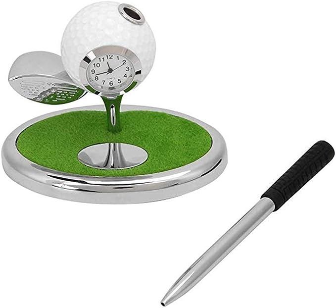 कार्यात्मक घड़ी के साथ गोल्फ पेन (छड़ी के साथ गेंद)।